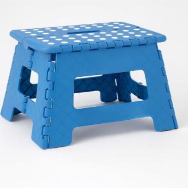 Imagem de Banco Dobravel,Banquinho Banqueta 22cm DobráVel PláStico Multiuso Camping Pesca Portatil Retratil Azul