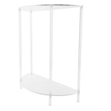 Imagem de HEEPDD Mesa de Centro/Mesa Lateral Pequena Lateral, de Cabeceira Pequena de 2 Camadas Final Transparente para Sala de Estar e Quarto, de Canto que Economiza Espaço Semiellipse Acrílico