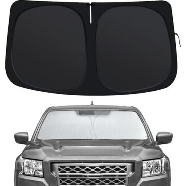 Imagem de Para-brisa compatível com Nissan Frontier 2022-2025, persianas de janela dianteira, ajuste personalizado para fronteira, protetor solar de carro dobrável com para-sol de volante para bloquear UV
