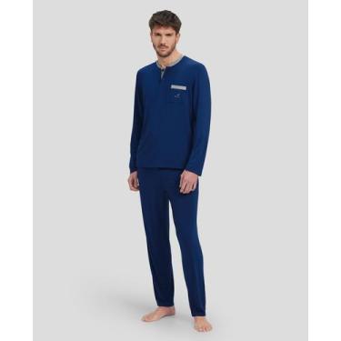 Imagem de Pijama Modal Botão - Lohe, Azul, M