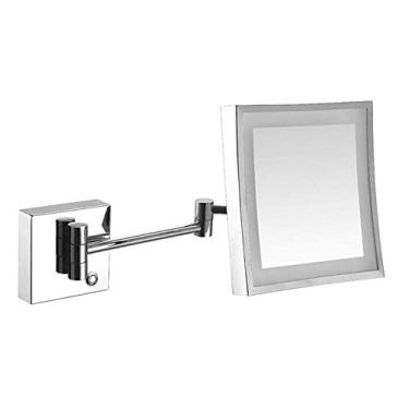 Imagem de Espelho de maquiagem montado na parede com luzes e ampliação 3X, giro de 360 graus, pescoço de ganso flexível e sucção de bloqueio, recarregável por USB, para banheiro