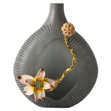 Imagem de Decoração vintage de vaso de flores secas para sala de estar, decoração de arranjo de flores para mesa de jantar