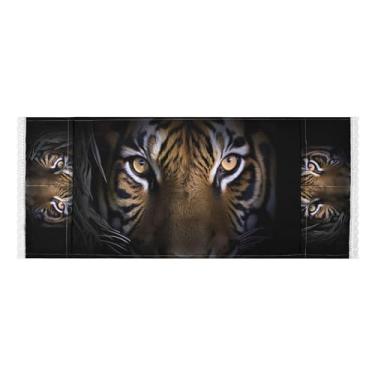 Imagem de Wassud Capas de lavadora e secadora de cabeça de tigre preto, protetor de lavadora com sacos de armazenamento, capa de geladeira à prova de poeira com bolsos para lavanderia doméstica, cozinha, 120 x