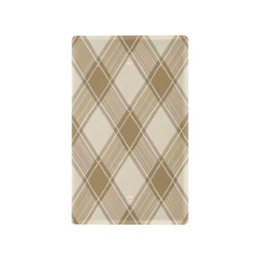 Imagem de Wassud Placa de cobertura de interruptor de luz, capas de tomada decorativas, placa de parede para tomadas elétricas, padrão xadrez marrom claro em branco 11,53 x 7,76 cm