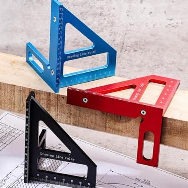 Imagem de Quadrado de carpinteiro de liga de alumínio, régua de ângulo de 45 e 90 graus, régua de medição multiângulo 3D, ferramenta de layout quadrado de velocidade, régua de rabisco, ferramenta de marcenaria