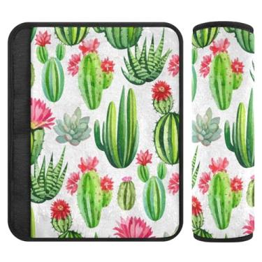 Imagem de Burbuja Capa para cinto de segurança de carro Cactus Plants Protetor de cinto de segurança de carro macio confortável para alça de ombro de assento, 1 par médio