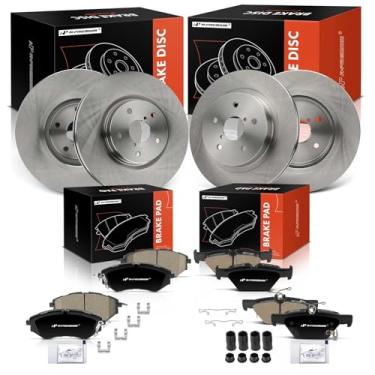 Imagem de A-Premium Rotores de freio a disco ventilado dianteiro e traseiro + kit de pastilhas de cerâmica compatível com modelos selecionados Subaru - Outback 2015-2019, Legacy 2015-2019, WRX 2016-2021,