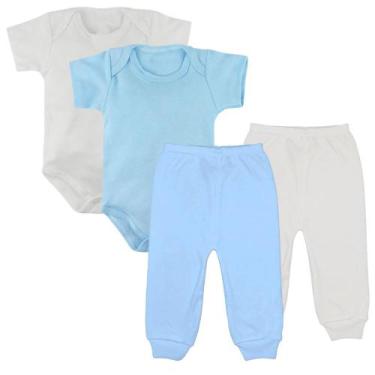 Imagem de Kit Bebê 4 Peças Enxoval Maternidade Body Curto e Mijão Liso - Koala B