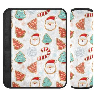 Imagem de Burbuja Capa de cinto de segurança de carro Christmas Cookies Protetor de cinto de segurança de carro macio confortável para alça de ombro de assento, 1 par médio