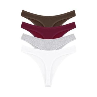 Imagem de Conjunto De 4 Calcinhas G-String De Algodão Sexy De Cintura Baixa Ultr