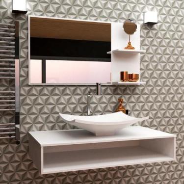 Imagem de Gabinete Para Banheiro C/Cuba + Espelho Ful 80 Branco S/C - GABINETTO,