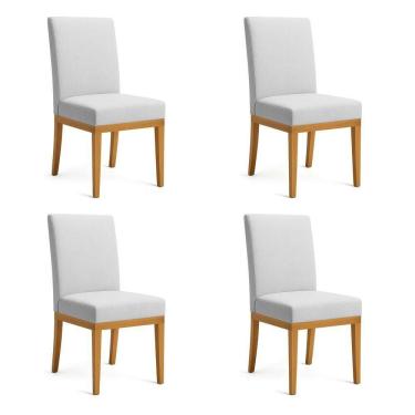 Imagem de Kit 4 Cadeiras De Jantar Brisa Linho Base De Madeira - Pallazio Cor Cinza