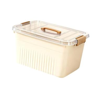 Imagem de Fenteer Caixa organizadora com tampa, fecho, empilhável, com alças, ideal para guardar sapatos, viagens, trilhas e outros itens em ambientes externos, 30x22x16cm