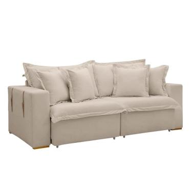 Imagem de Sofá Cama Retrátil E Reclinável Arizona Boucle Bege 2,40m