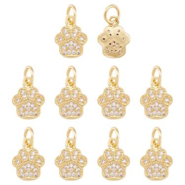 Imagem de Elecrelive Pingentes de Pata de Cachorro Banhado a Ouro 18 K Pegadas de Animais Pingentes de Zircônia Cúbica para Colar Pulseira Brincos Fabricação de Joias