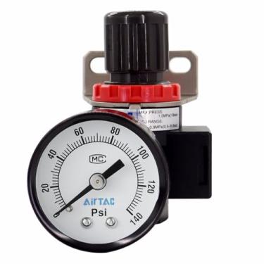 Imagem de Regulador de pressão do compressor de ar Airtac BR3000 3/20.3 cm NPT com suporte e medidor ajustável de 0-140 PSI