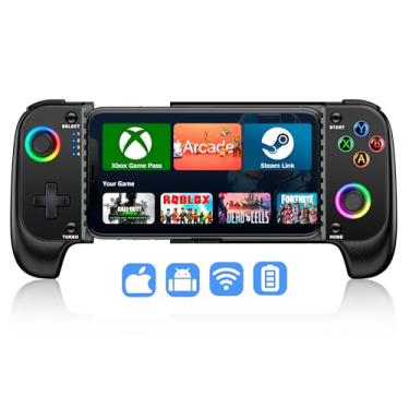 Imagem de Wireless Phone Controller for iPhone/Android No Deadzone, Mobile Gaming Controller Support Xbox Game Pass, PlayStation, Steam Link, Call of Duty, Roblox, Cloud Gamepad for iOS with Dynamic LED Lights