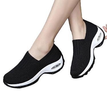 Imagem de Maijia - Sapatos de tênis respiráveis para caminhada feminina - Slip on Walking Shoes para mulheres, brancos, tamanho 38, casuais, femininos, sapatos de caminhada femininos