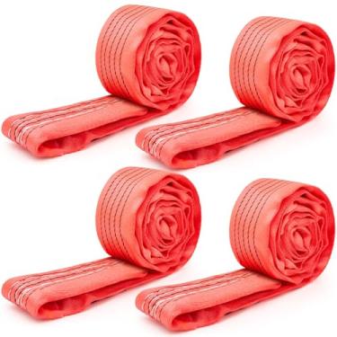 Imagem de Fabbay 4 peças de 4 pés de poliéster resistente laço infinito alças de elevação redondas tiras de elevação para reboque de elevação equipamentos de mobiliário em movimento, 5,987 kg vertical