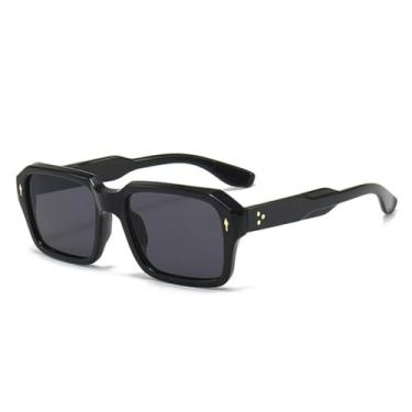 Imagem de Óculos de Sol Vintage Feminino Punk com Rebites, Lentes Transparentes com Degradê Oceano e Proteção UV400 (Preto e Cinza)