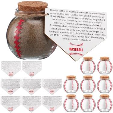 Imagem de Mimorou Conjunto de 8 minicarras de vidro de 2025 para presentes noturnos de beisebol, softball, 2025 com tampa de cortiça e etiquetas de inspiração de madeira para decoração de lembrancinhas de festa