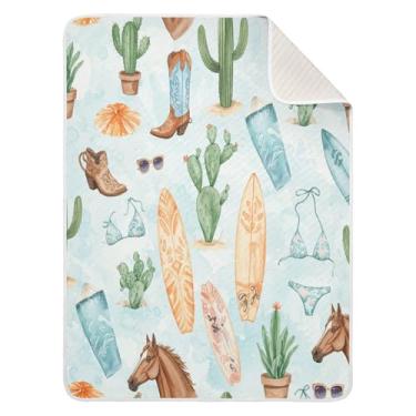 Imagem de Qilmy Cobertor de bebê de cacto 76 x 101 cm, cobertor infantil de algodão macio para meninos e meninas, cobertor infantil leve e quente para berço, carrinho de bebê, soneca, recém-nascido
