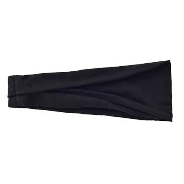 Imagem de 1 faixa de cabelo feminina de cor sólida, lenço de cabeça retrô elástico largo para ioga, esportes, maquiagem, uso diário, preto