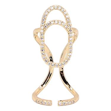 Imagem de SIWOTED Anel de unha seguro ajustável e elegante, decorações de joias para festas de casamento (3048 ouro)