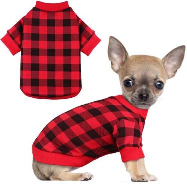 Imagem de Suéter de lã para cães Jamktepat Buffalo Plaid para cães pequenos