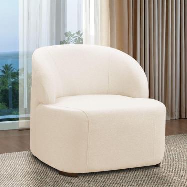 Imagem de Poltrona Decorativa Orgânica Para Sala Diully Bouclê Bege E03 - D'rossi