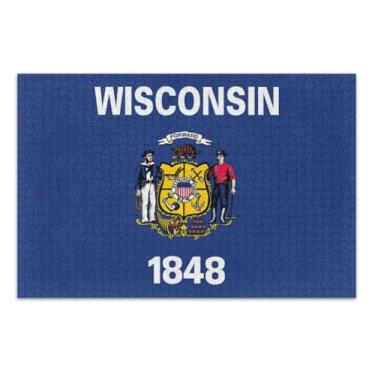 Imagem de Wisconsin State Flag Puzzle for Adults, Puzzles 500 Pieces for Adults, Interlock Perfectly, Home Decor Gift Party for Men Women