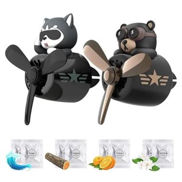 Imagem de Hélice rotativa avião piloto urso carro ambientador acessórios decoração saída de ventilação perfume difusor ornamento (unshake 2-pilots)