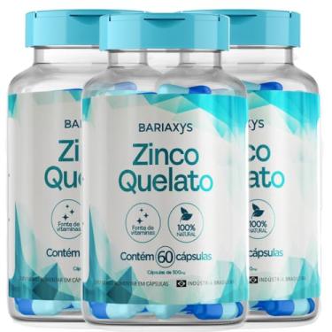Imagem de BARIASYX Zinco Quelato 60 Capsulas 500mg Bisglicinato Suporte Nutricional Pos-Bariatrica - 3 potes