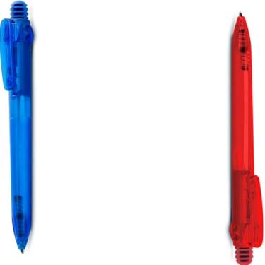 Imagem de Caneta Esferográfica Retrátil com Grip Antiderrapante, Escrita Azul, Plástico Translúcido, 10 Unidades, Design Executivo, Corpo Cilíndrico, para Escritório (Azul e Vermelho)