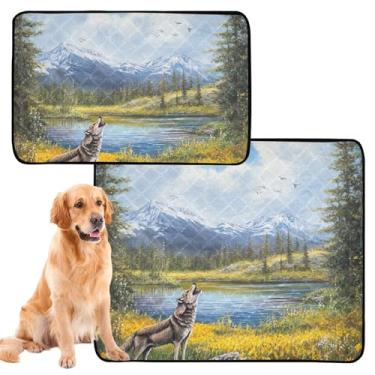 Imagem de TSENQUE Lobo uivando primavera paisagem gato animal de estimação almofada reutilizável pet cachorro lavável almofadas de xixi à prova d'água tapete de gaiola de cachorro fofo absorvente pequeno x