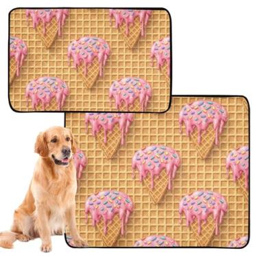 Imagem de Almofadas de xixi para cães, waffles, cobertura rosa, granulado para animais de estimação, extra grande, absorvente para filhotes, tapete impermeável, antiderrapante, médio + grande, conjunto de 2
