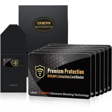 Imagem de QXWPBV Pacote com 5 cartões com bloqueio RFID, cartão protetor NFC inteligente com chip de bloqueio, protege cartões de crédito e débito na carteira ou bolsa, bloqueador de sinal sem contato para