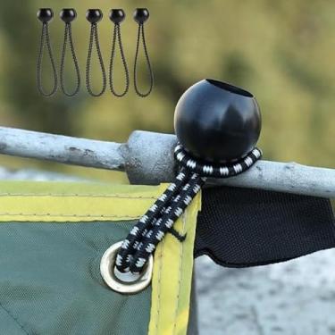 Imagem de Laços elásticos de lona com alças elásticas de corda de choque para barraca de dossel e acampamento cabos de amarração ajustáveis resistentes, branco