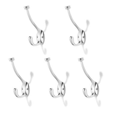 Imagem de CABDM O pacote com 5 ganchos para casacos resistentes são adequados para sobretudos, chapéus, chaves/bolsas/roupões de banho, e os ganchos cromados polidos são adequados para uso doméstico e comercial