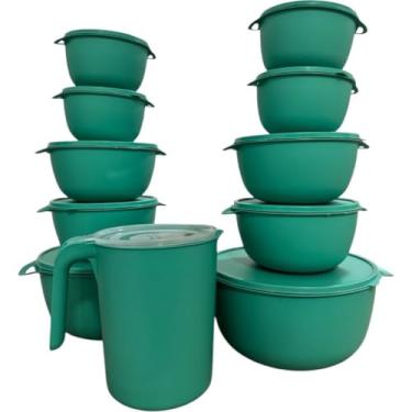 Imagem de Conjunto de Potes com Tampa,10 peças + 1 Jarra, Disponível em Preto, Vermelho, Rosa e Verde (Tifanny, 10pcs)