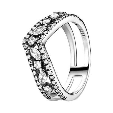 Imagem de Anel Feminino Em Prata Esterlina 925 Com Ouro Rosa E Pedra Em Forma De