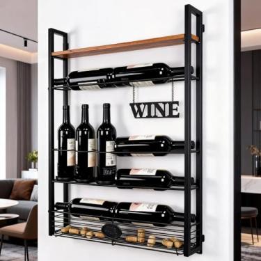 Imagem de Adega decorativa, suporte de garrafas de vinho com porta-rolhas