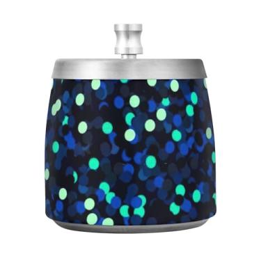 Imagem de Bandeja de cinzeiro azul marinho com glitter azul noturno para ervas daninhas, cinzeiro de aço inoxidável com tampa, cinzeiro em pé ao ar livre