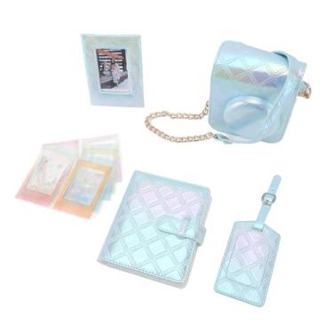 Imagem de Jiawu Conjunto de Capa Protetora para Câmera Instantânea Com álbum de Fotos Estiloso e Adesivos de Moldura para Entusiastas do Mini12 (Azul)