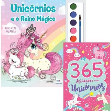 Imagem de Livro Com Aquarela Unicórnios e o Reino Mágico + Livro 365 Atividades 