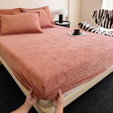 Imagem de Capa de colchão com bolso extra profundo, lençóis, protetor de colchão de flanela felpudo quente, resistente a vincos, para uma experiência de sono aconchegante e elegante - vermelho||120 * 200 cm