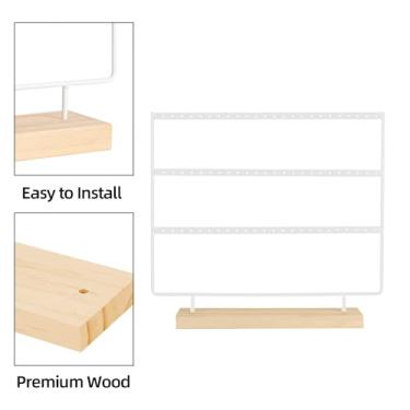 Imagem de Organizador de brincos SIWOTED Aoresac/Organizador de porta-brincos de 3 camadas com ganchos de colar de metal/Expositor de suporte organizador de joias para brincos/fones de (Branca)