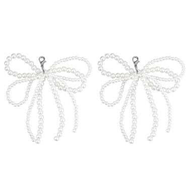 Imagem de 2 peças de pingente de sapatos de laço de pérola, chaveiro de laço de pérola para decoração de sapatos, chaveiro fofo para mulheres, chaveiro, acessórios para sapatos, roupas, tênis, bolsa, cadarço