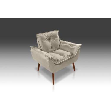 Imagem de Poltrona Opala Com Fibra Siliconada Suede Bege-RV DECORA - CASA DA POL
