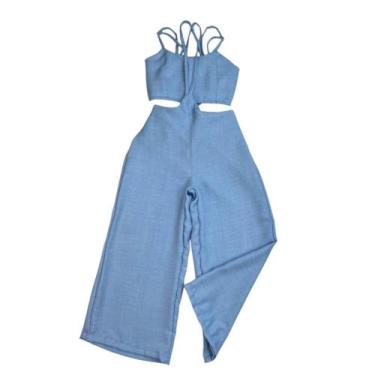 Imagem de Macacão Salopte Infantil Meninas Cropped E Calça Estilo Salopete Lança